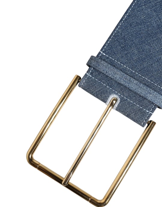 Dolce & Gabbana Zwei-Ton Blau Denim Goldmetall Schnalle Gürtel - Image 6