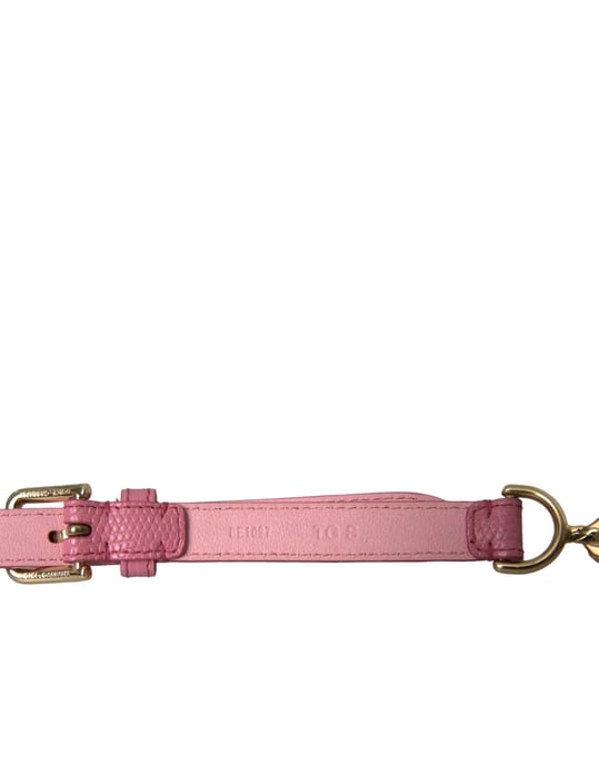 Dolce & Gabbana Pink Leder Gürtel mit Kristallkettenverzierung - Image 4
