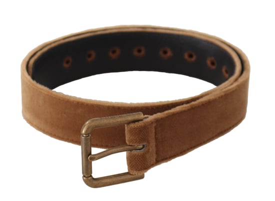 Dolce & Gabbana Brauner Samt Bronze Vintage Logo Metall Schnalle Gürtel - Image 3