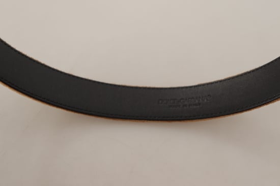 Dolce & Gabbana Brauner Samt Bronze Vintage Logo Metall Schnalle Gürtel - Image 6