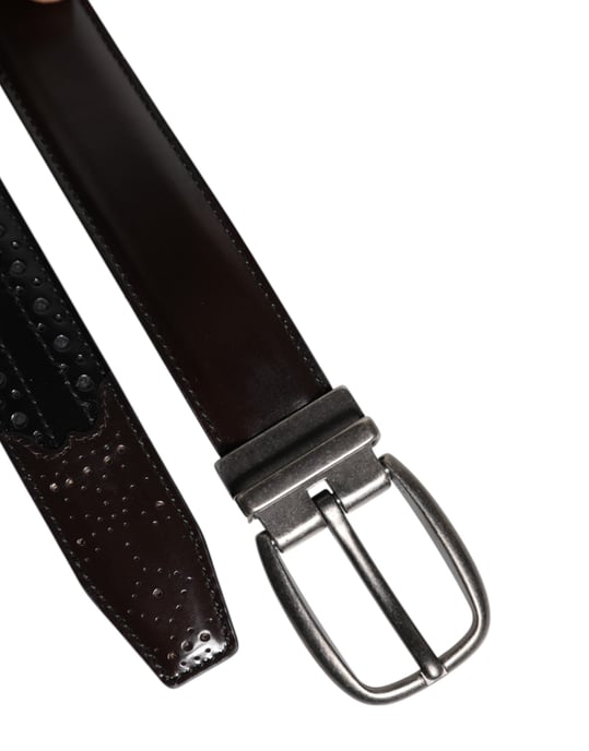 Dolce & Gabbana Schwarz Braun Leder Klassischer Metallverschluss Gürtel - Image 5