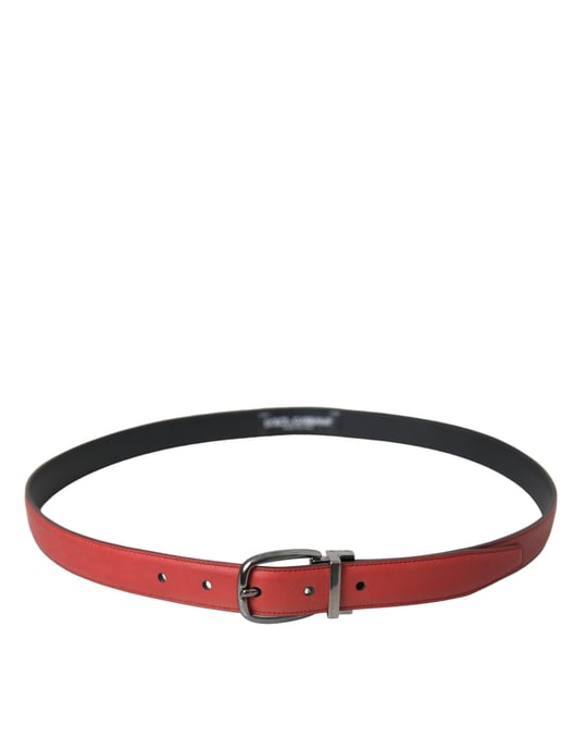 Dolce & Gabbana Roter Leder Gürtel mit Silberner Metallschnalle für Herren - Image 2