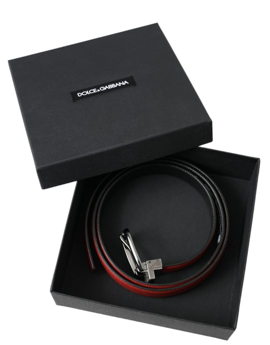 Dolce & Gabbana Roter Leder Gürtel mit Silberner Metallschnalle für Herren - Image 6