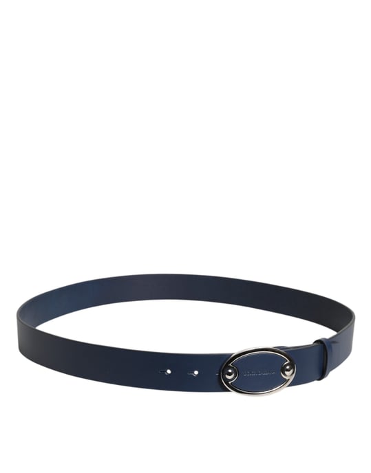 Dolce & Gabbana Blauer Leder Klassiker Metalllogo Schnallengürtel - Image 3