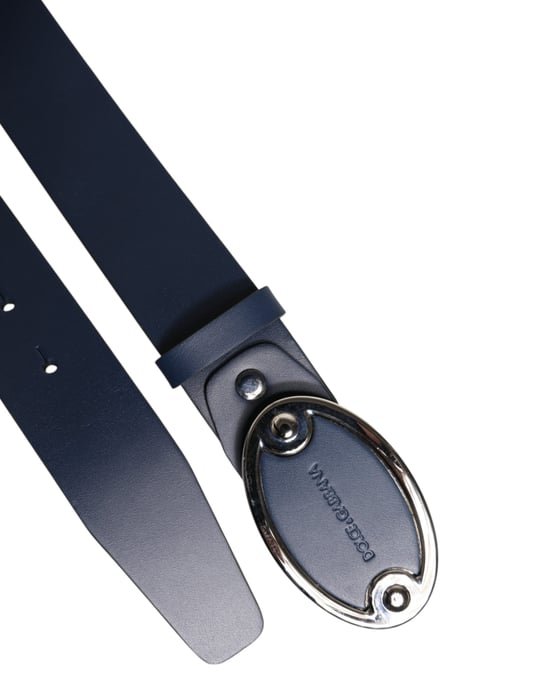 Dolce & Gabbana Blauer Leder Klassiker Metalllogo Schnallengürtel - Image 6