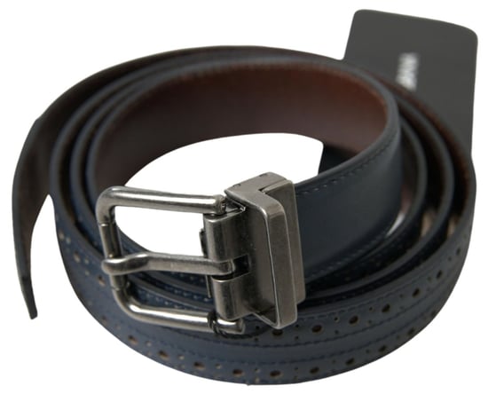 Dolce & Gabbana Blauer Leder Gürtel mit Durchbruch-Metallschnalle - Image 2