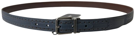 Dolce & Gabbana Blauer Leder Gürtel mit Durchbruch-Metallschnalle - Image 3