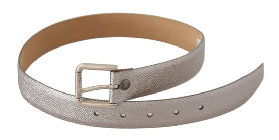Dolce & Gabbana Metallischer Silberner Leder-Gürtel mit Metallschnalle - Image 2