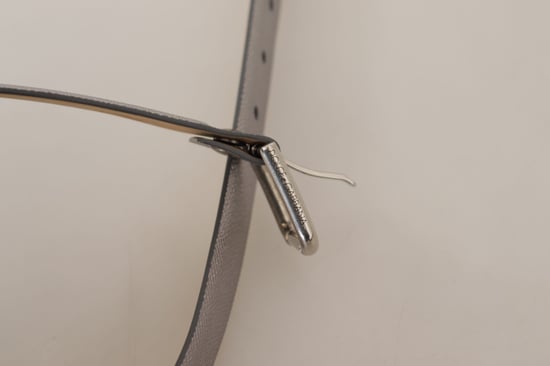 Dolce & Gabbana Metallischer Silberner Leder-Gürtel mit Metallschnalle - Image 4