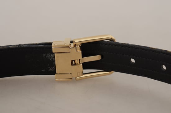 Dolce & Gabbana Marineblauer Jacquard-Gürtel mit goldfarbener Logo-Metallschnalle - Image 6