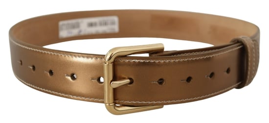 Dolce & Gabbana Bronze Kalbsleder Gürtel mit goldener Logo-Schnalle - Image 3