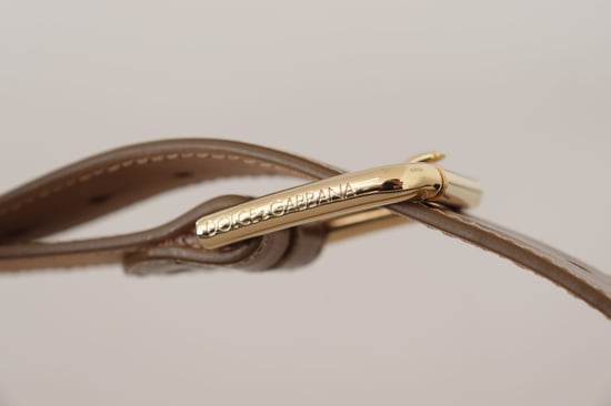 Dolce & Gabbana Bronze Kalbsleder Gürtel mit goldener Logo-Schnalle - Image 4