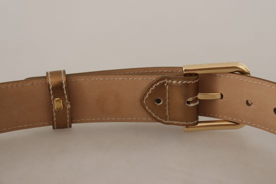 Dolce & Gabbana Bronze Kalbsleder Gürtel mit goldener Logo-Schnalle - Image 5