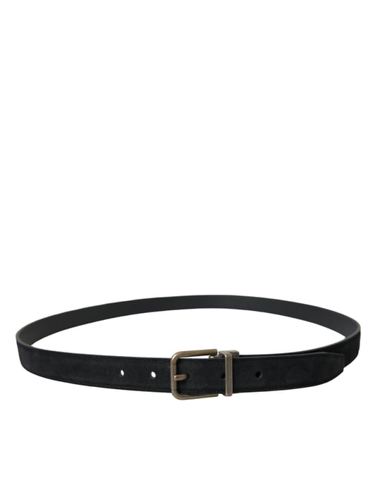 Dolce & Gabbana Schwarzes Wildleder Leder Gürtel mit Goldmetallverschluss - Image 2