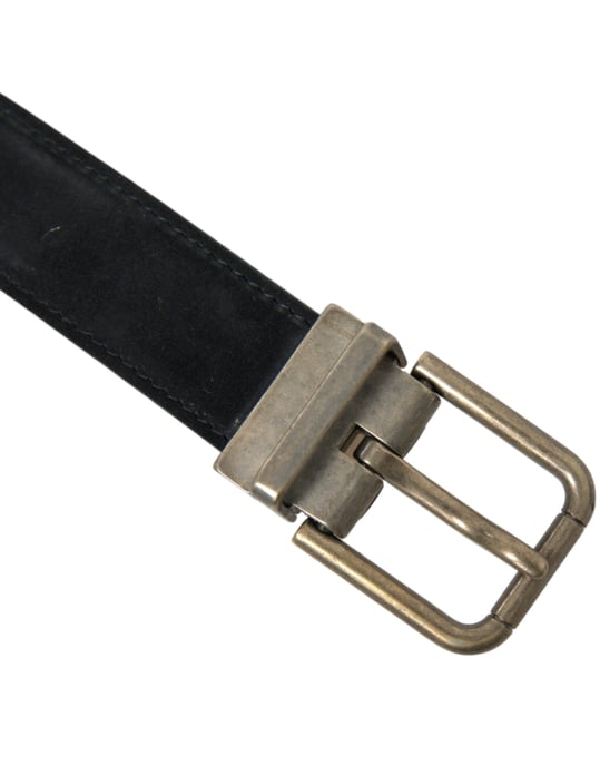 Dolce & Gabbana Schwarzes Wildleder Leder Gürtel mit Goldmetallverschluss - Image 5