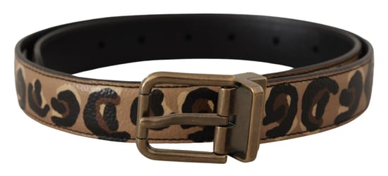 Dolce & Gabbana Brauner Leder Gürtel mit Leopardenmuster und bronzefarbener Metallschnalle - Image 1