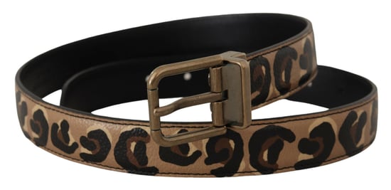 Dolce & Gabbana Brauner Leder Gürtel mit Leopardenmuster und bronzefarbener Metallschnalle - Image 2