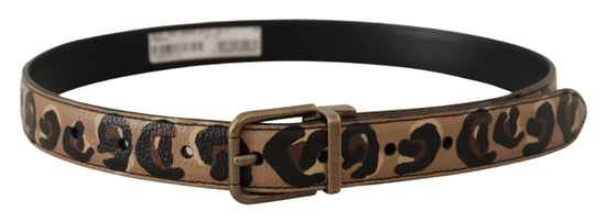 Dolce & Gabbana Brauner Leder Gürtel mit Leopardenmuster und bronzefarbener Metallschnalle - Image 3