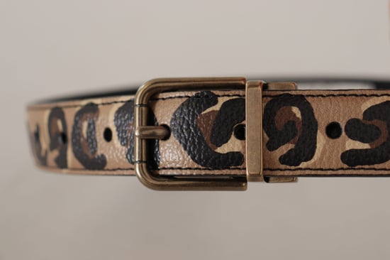 Dolce & Gabbana Brauner Leder Gürtel mit Leopardenmuster und bronzefarbener Metallschnalle - Image 4