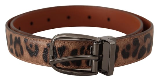 Dolce & Gabbana Brauner Leoparden-Prägung Leder Schnallen-Gürtel - Image 1