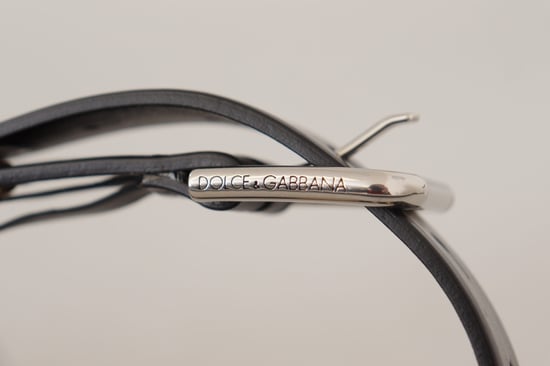 Dolce & Gabbana Schwarzer Leder Gürtel mit Ösen und silberfarbener Metallschnalle - Image 5