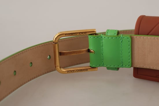 Dolce & Gabbana Grüner Leder Devotion Herz Mikro-Tasche Kopfhörer Gürtel - Image 3