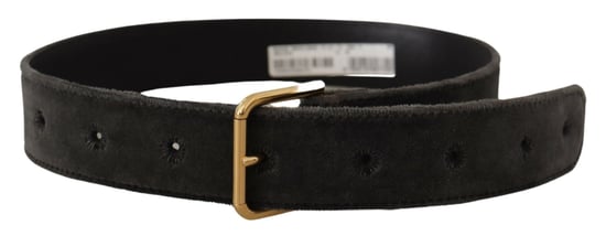 Dolce & Gabbana Brauner Samt Gürtel mit goldfarbener Logo-Metallschnalle - Image 3