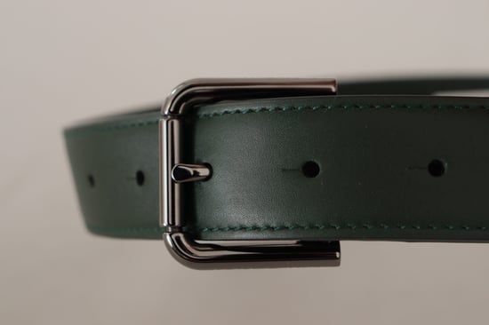 Dolce & Gabbana Armeegrüner Leder Logo Metall Gürtelschnalle Gürtel - Image 4