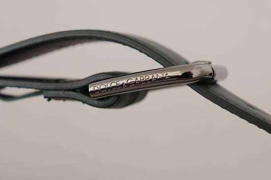 Dolce & Gabbana Armeegrüner Leder Logo Metall Gürtelschnalle Gürtel - Image 5