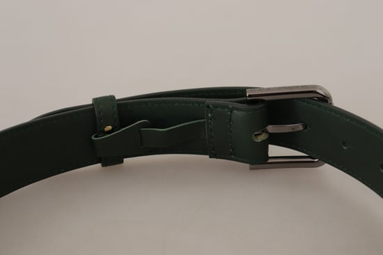 Dolce & Gabbana Armeegrüner Leder Logo Metall Gürtelschnalle Gürtel - Image 6