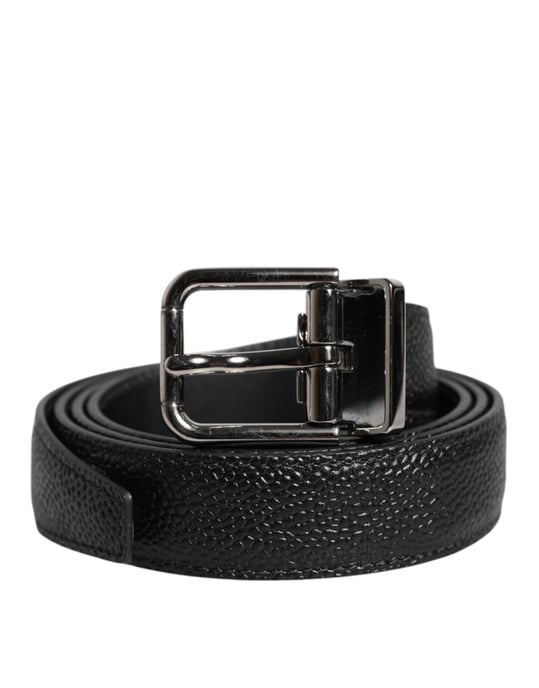 Dolce & Gabbana Schwarzer Kalbsleder Klassischer Metallverschluss Gürtel - Image 2