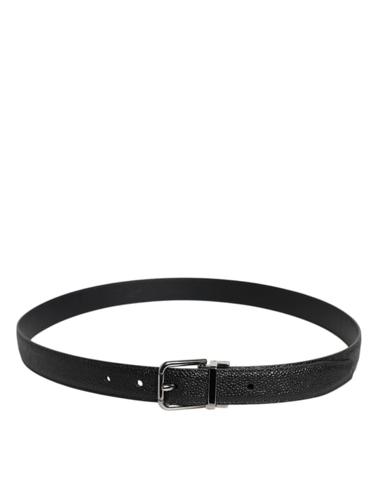 Dolce & Gabbana Schwarzer Kalbsleder Klassischer Metallverschluss Gürtel - Image 3