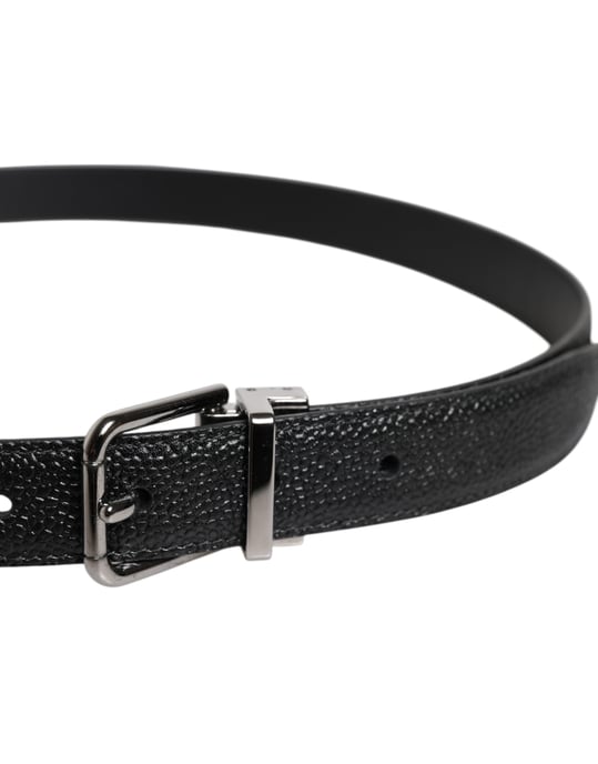 Dolce & Gabbana Schwarzer Kalbsleder Klassischer Metallverschluss Gürtel - Image 4