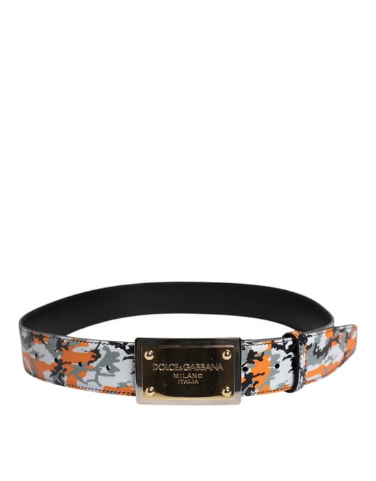 Dolce & Gabbana Mehrfarbiger Camouflage Metalllogo Schnallen Gürtel - Image 3