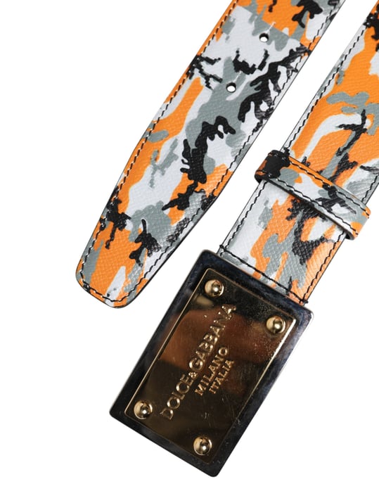 Dolce & Gabbana Mehrfarbiger Camouflage Metalllogo Schnallen Gürtel - Image 5
