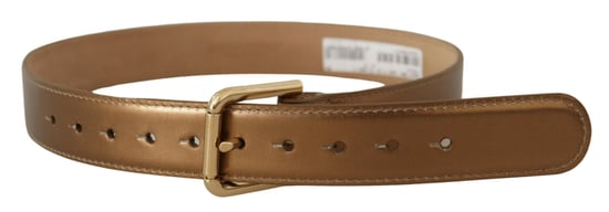Dolce & Gabbana Bronze-Leder-Gold-Logo-Gravur-Gürtelschnalle Gürtel - Image 2