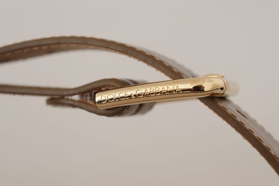 Dolce & Gabbana Bronze-Leder-Gold-Logo-Gravur-Gürtelschnalle Gürtel - Image 3