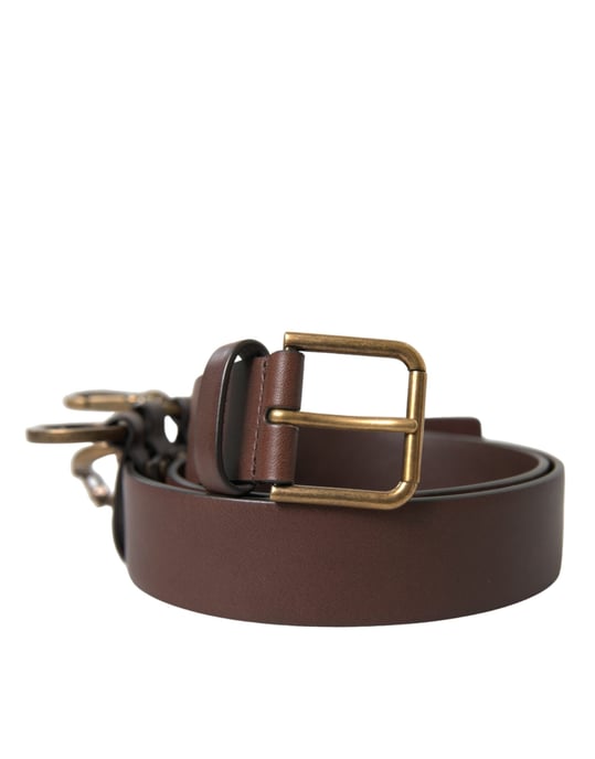 Dolce & Gabbana Brauner Kalbsledergürtel mit goldfarbener Metallschnalle - Image 1