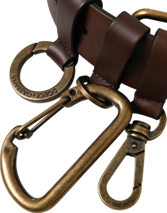 Dolce & Gabbana Brauner Kalbsledergürtel mit goldfarbener Metallschnalle - Image 2