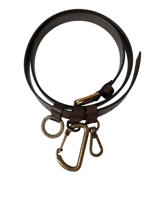 Dolce & Gabbana Brauner Kalbsledergürtel mit goldfarbener Metallschnalle - Image 3