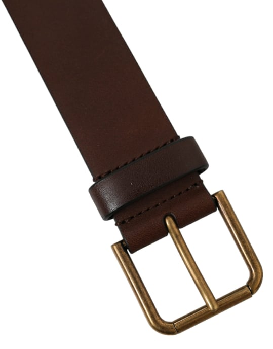 Dolce & Gabbana Brauner Kalbsledergürtel mit goldfarbener Metallschnalle - Image 6
