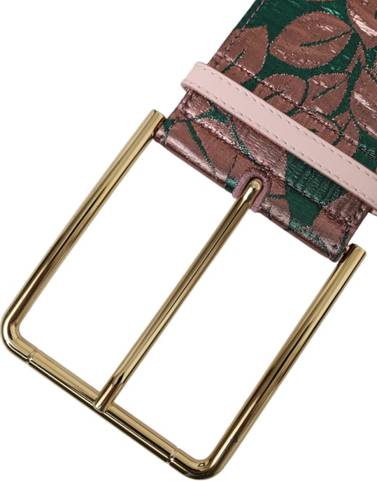 Dolce & Gabbana Mehrfarbiger Floraler Jacquard Lurex Gürtel mit Goldverschluss - Image 5