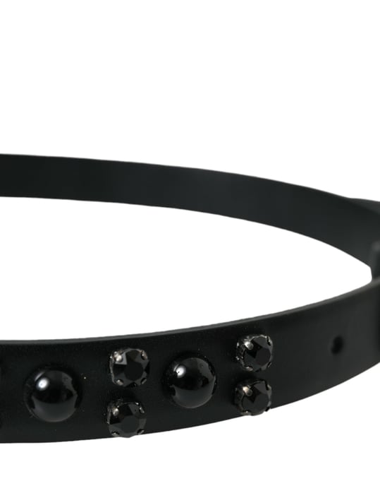 Dolce & Gabbana schwarzer verzierrter Ledergürtel mit gravierter Schnalle - Image 4