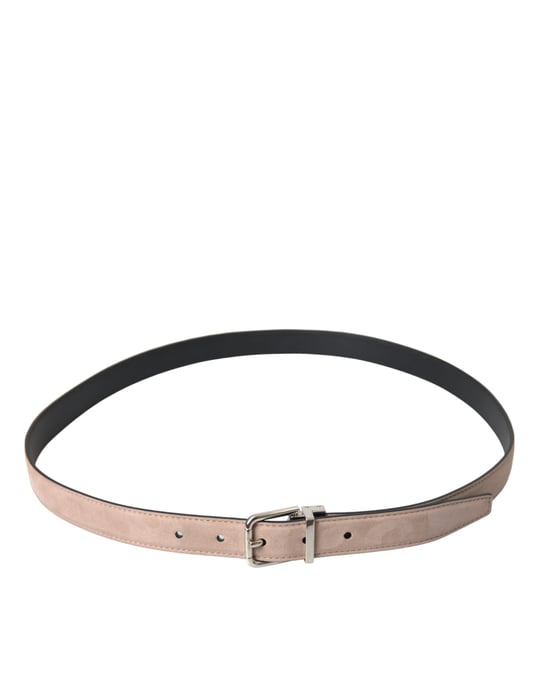 Dolce & Gabbana Beiger Wildleder Ledergürtel mit Silberner Schnalle für Männer - Image 2