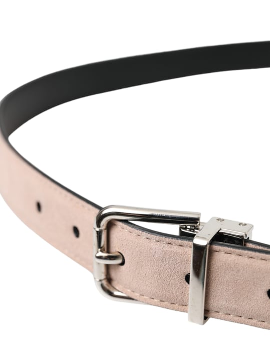 Dolce & Gabbana Beiger Wildleder Ledergürtel mit Silberner Schnalle für Männer - Image 3