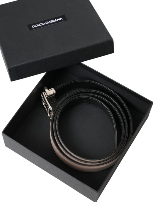 Dolce & Gabbana Beiger Wildleder Ledergürtel mit Silberner Schnalle für Männer - Image 6