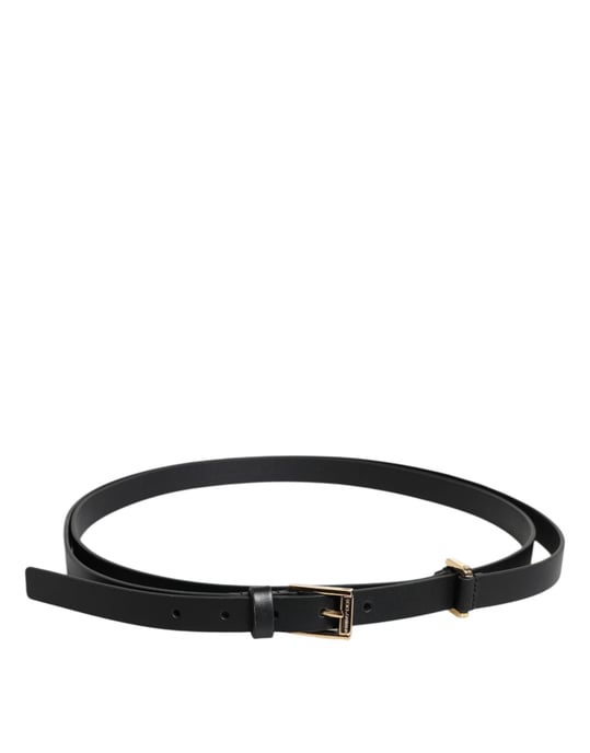 Dolce & Gabbana Gürtel aus schwarzem Kalbsleder mit goldener Metallbrosche - Image 3