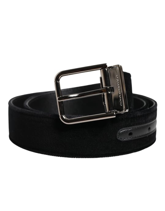 Dolce & Gabbana Schwarzer Baumwollgürtel mit silberner Metallschnalle - Image 2
