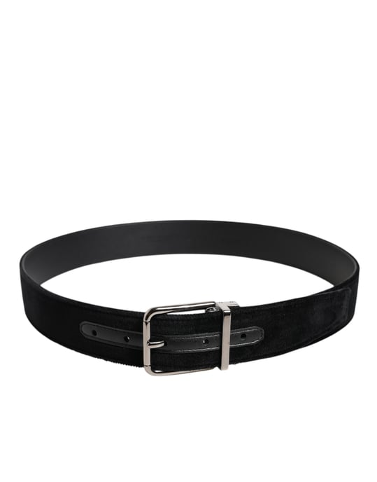 Dolce & Gabbana Schwarzer Baumwollgürtel mit silberner Metallschnalle - Image 3