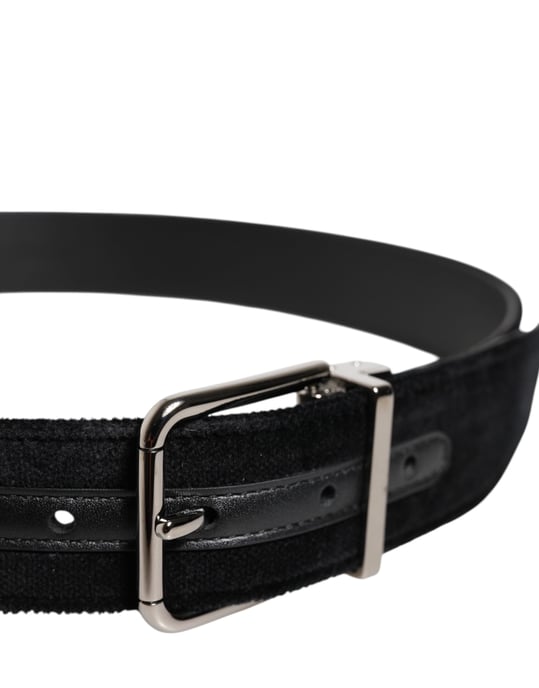 Dolce & Gabbana Schwarzer Baumwollgürtel mit silberner Metallschnalle - Image 4